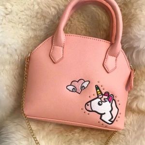 NWOT Embroidered Unicorn Handbag with Chain Strap
